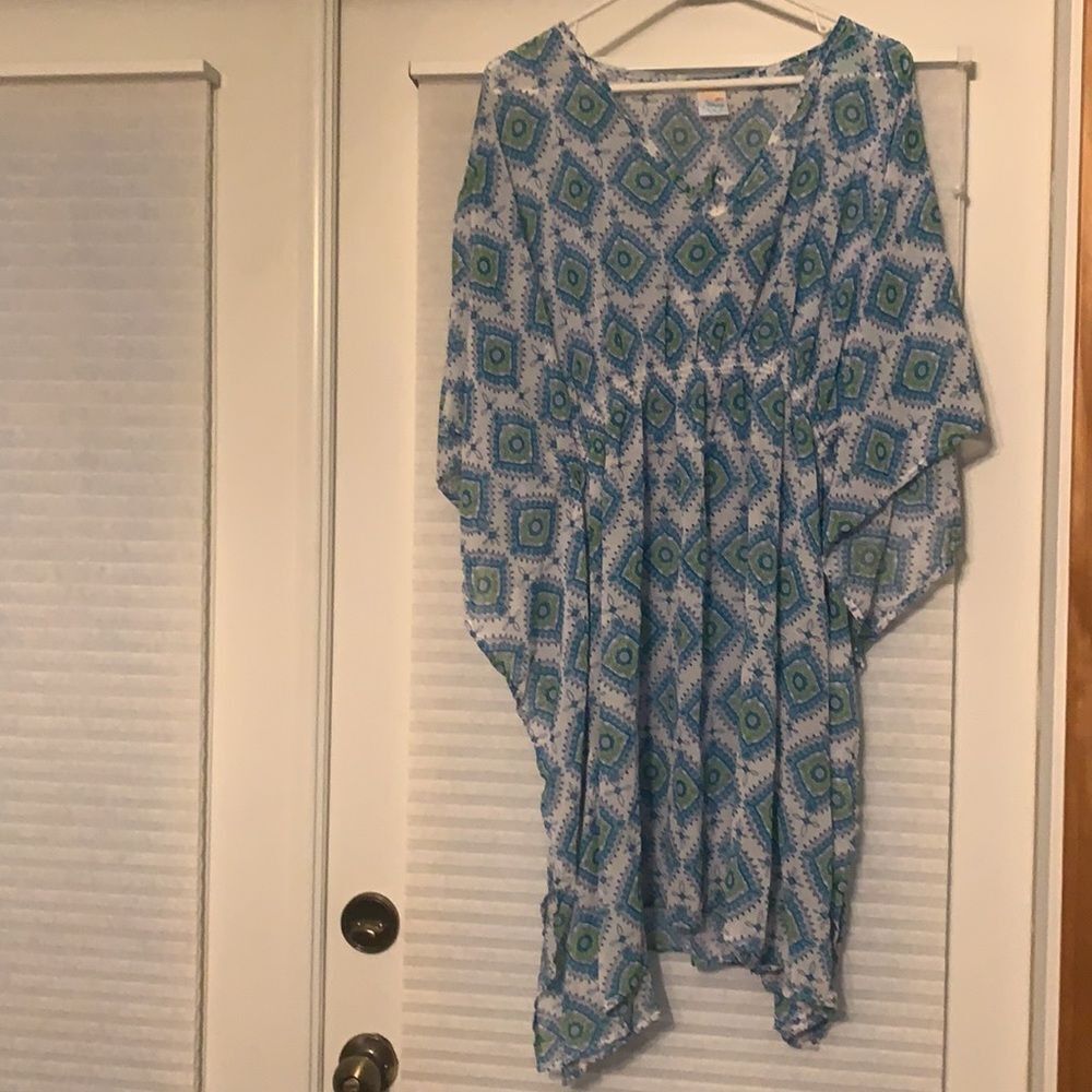 Rays and‎ Waves Semi Sheer Coverup XL Beach Pool With Bag
